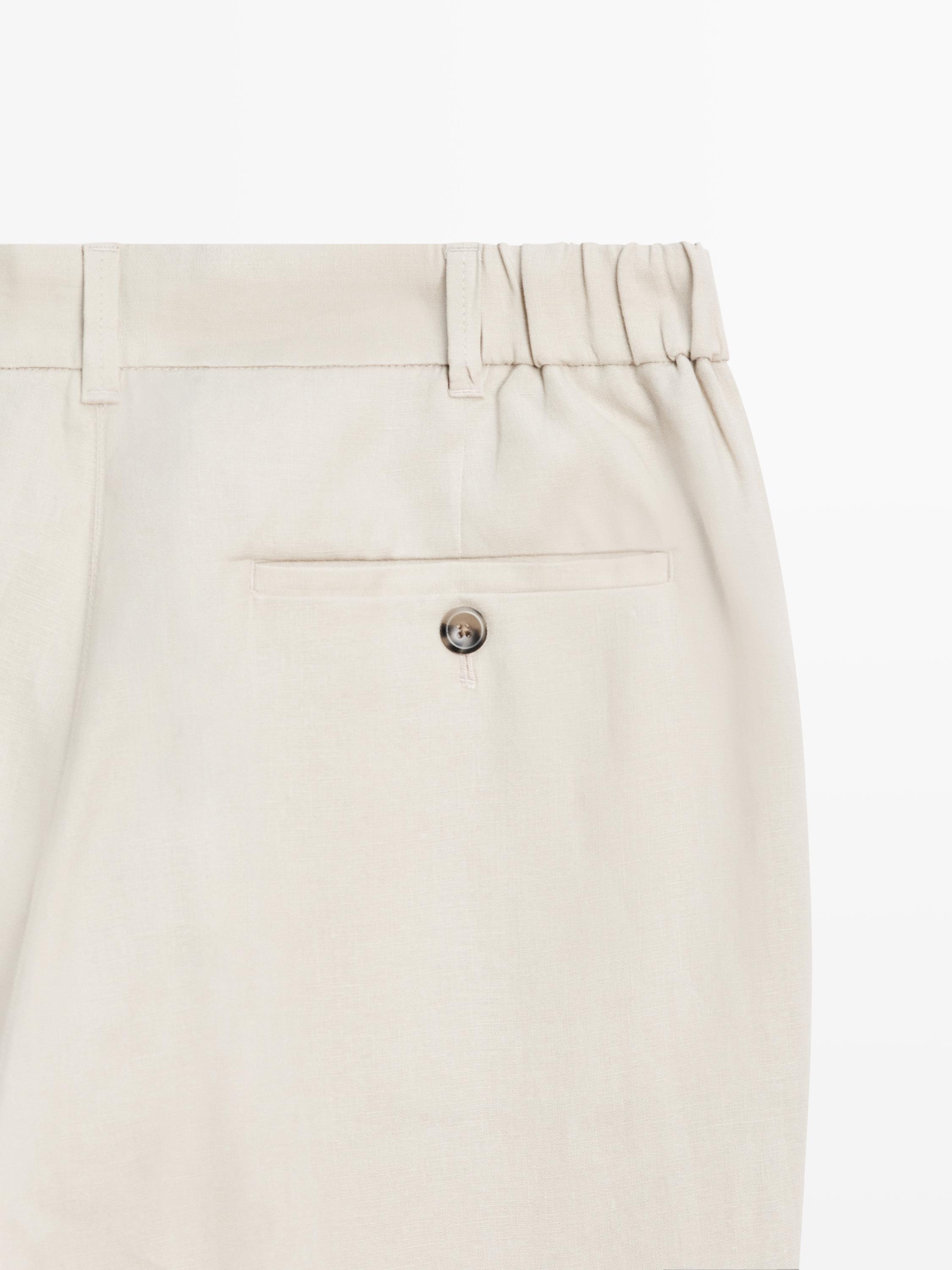 Pantalon tapered fit lin